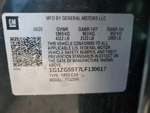 1G1ZG5ST7LF130617 - 2020 CHEVROLET MALIBU RS გრაფიტი ფოტო 12