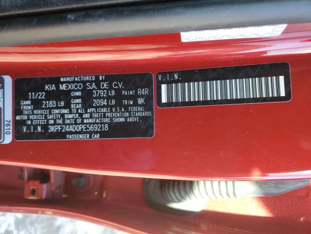 3KPF24AD0PE569218 - 2023 KIA FORTE LX RED photo 12