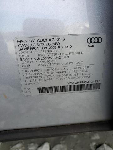 WA1L2AFP4GA134137 - 2016 AUDI Q5 PREMIUM PLUS SILVER photo 13