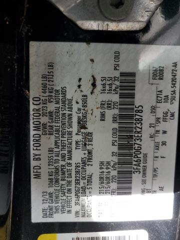 3FA6P0G73ER238785 - 2014 FORD FUSION S BLACK photo 12