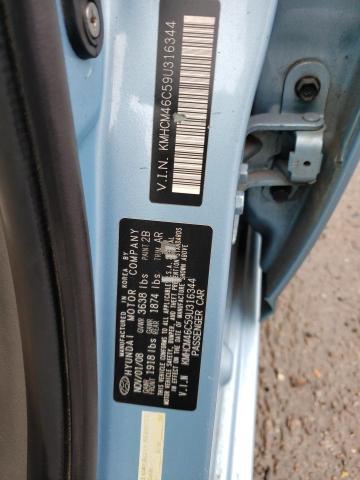 KMHCM46C59U316344 - 2009 HYUNDAI ACCENT GLS BLUE photo 12