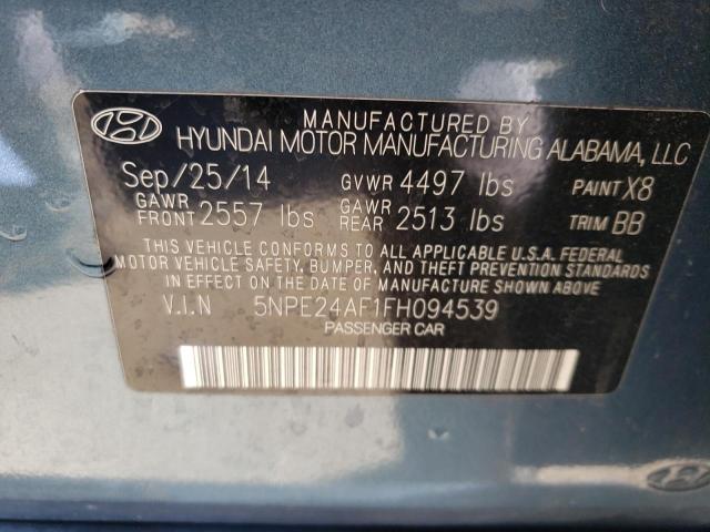 5NPE24AF1FH094539 - 2015 HYUNDAI SONATA SE BLUE photo 12