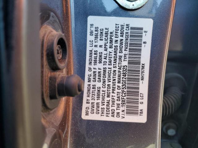 19XFC2F53GE248325 - 2016 HONDA CIVIC LX GRAY photo 12