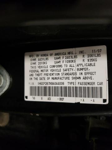 1HGCP267X8A044006 - 2008 HONDA ACCORD EX BLUE photo 12