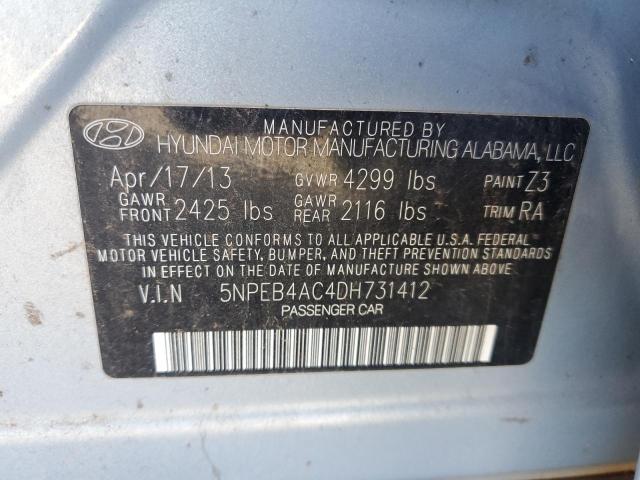 5NPEB4AC4DH731412 - 2013 HYUNDAI SONATA GLS BLUE photo 12