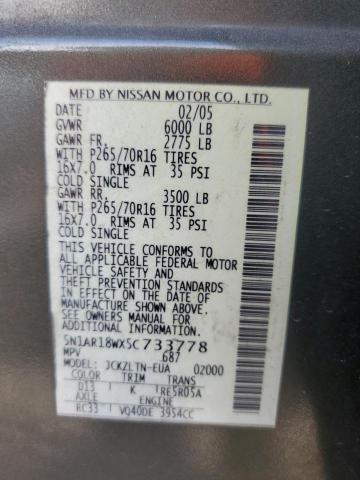 5N1AR18WX5C733778 - 2005 NISSAN PATHFINDER LE მწვანე ფოტო 13