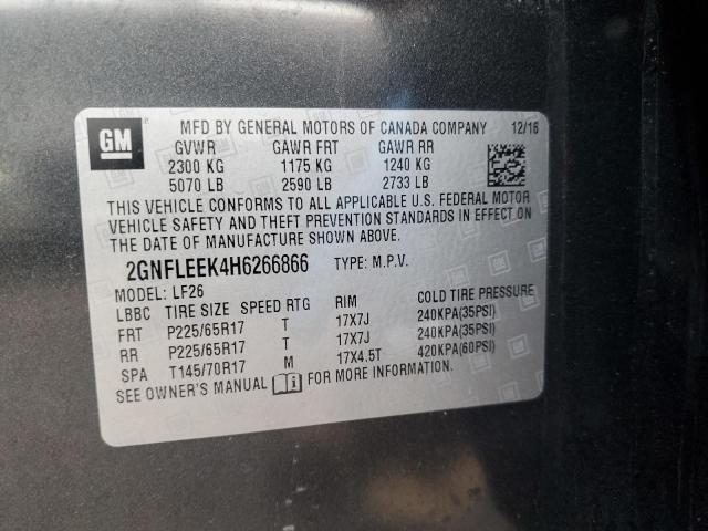 2GNFLEEK4H6266866 - 2017 CHEVROLET EQUINOX LS CHARCOAL photo 12