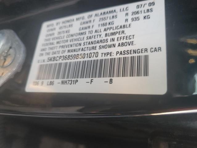 5KBCP36859B501070 - 2009 HONDA ACCORD EXL BLACK photo 12