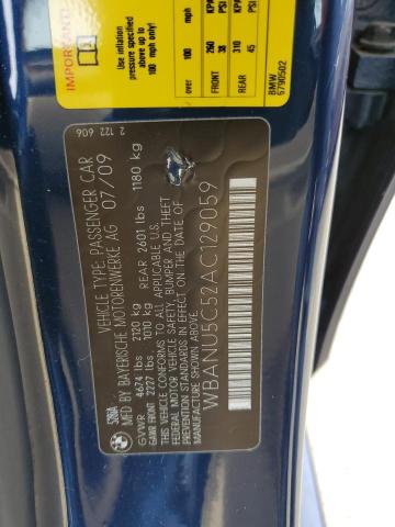 WBANU5C52AC129059 - 2010 BMW 528 I BLUE photo 12