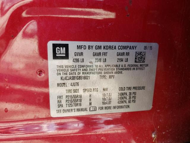 KL4CJASB1GB516021 - 2016 BUICK ENCORE RED photo 13