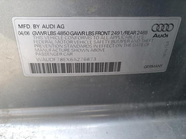 WAUDF78EX6A276873 - 2006 AUDI A4 2.0T QUATTRO GRAY photo 12