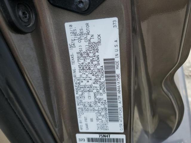 5TFTU4GNXBX007364 - 2011 TOYOTA TACOMA PRERUNNER ACCESS CAB TAN photo 12