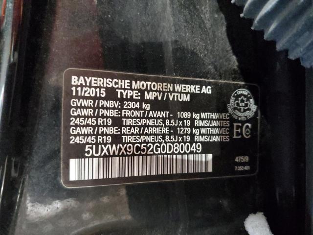 5UXWX9C52G0D80049 - 2016 BMW X3 XDRIVE28I BLACK photo 12