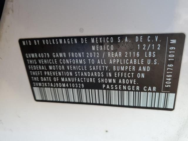 3VW2K7AJ9DM410329 - 2013 VOLKSWAGEN JETTA BASE WHITE photo 13