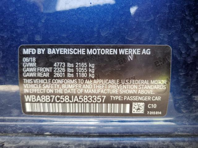 WBA8B7C58JA583357 - 2018 BMW 340 XI BLUE photo 13