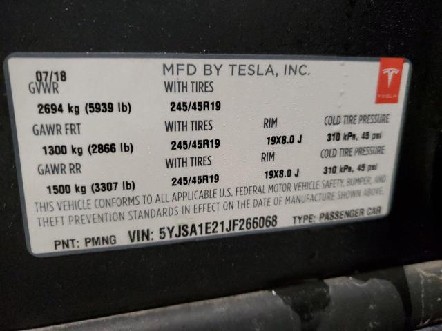 5YJSA1E21JF266068 - 2018 TESLA MODEL S 石墨色 照片 13