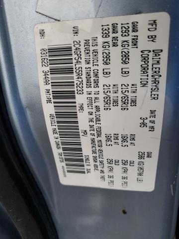 2C4GP54L55R475233 - 2005 CHRYSLER TOWN & COU TOURING ლურჯი ფოტო 13