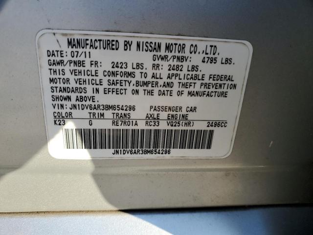 JN1DV6AR3BM654296 - 2011 INFINITI G25 SILVER photo 12