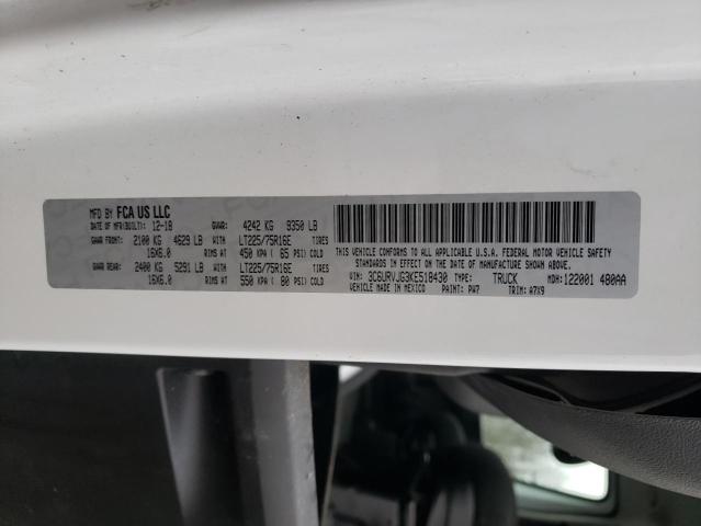 3C6URVJG3KE518430 - 2019 RAM PROMASTER 3500 HIGH თეთრი ფოტო 13