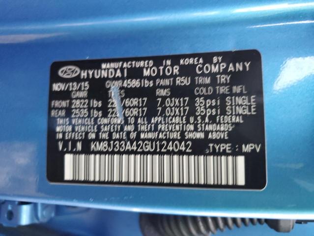 KM8J33A42GU124042 - 2016 HYUNDAI TUCSON LIMITED BLUE photo 13