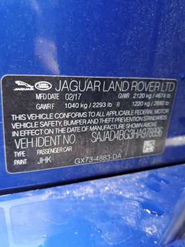 SAJAD4BG3HA978896 - 2017 JAGUAR XE PREMIUM BLUE photo 12