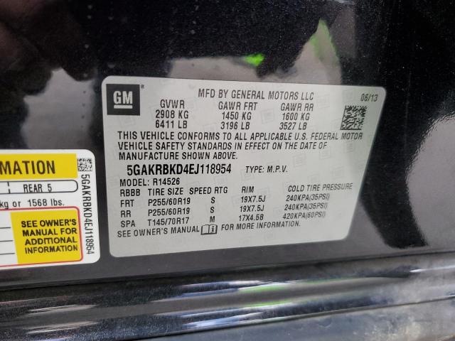 5GAKRBKD4EJ118954 - 2014 BUICK ENCLAVE BLACK photo 14