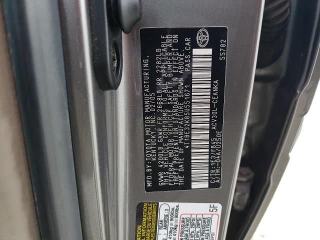 4T1BE32K85U551671 - 2005 TOYOTA CAMRY LE GRAY photo 12