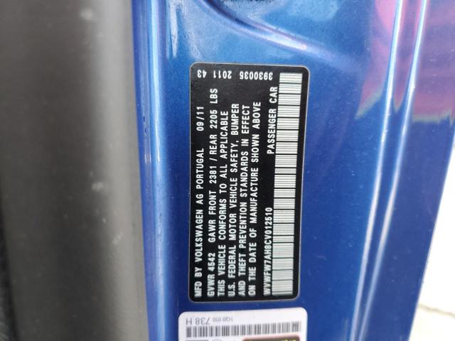 WVWFW7AH8CV012510 - 2012 VOLKSWAGEN EOS LUX 蓝色 照片 12