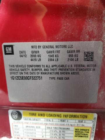 1G1ZC5E00CF322751 - 2012 CHEVROLET MALIBU 1LT RED photo 12