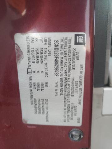 2CNDL23F486298782 - 2008 CHEVROLET EQUINOX LS BURGUNDY photo 12