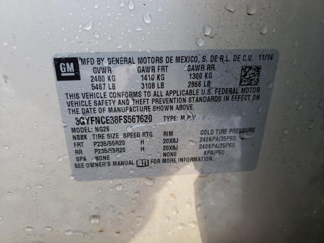 3GYFNCE38FS567620 - 2015 CADILLAC SRX PERFORMANCE COLLECTION Бежевый фото 12