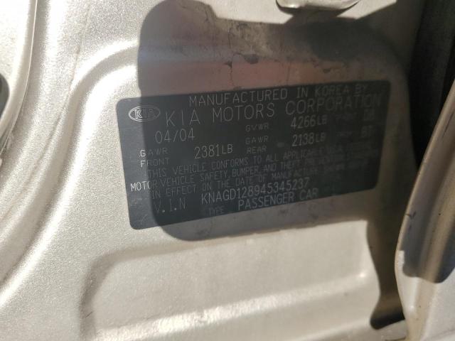 KNAGD128945345237 - 2004 KIA OPTIMA LX SILVER photo 12