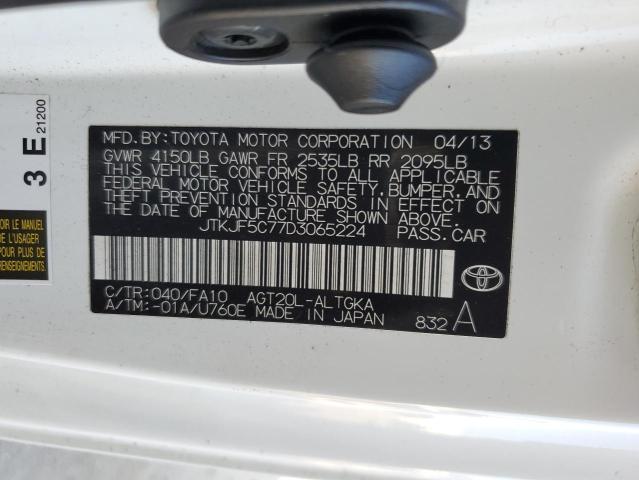 JTKJF5C77D3065224 - 2013 TOYOTA SCION TC თეთრი ფოტო 13