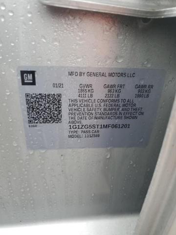1G1ZG5ST1MF061201 - 2021 CHEVROLET MALIBU RS SILVER photo 12
