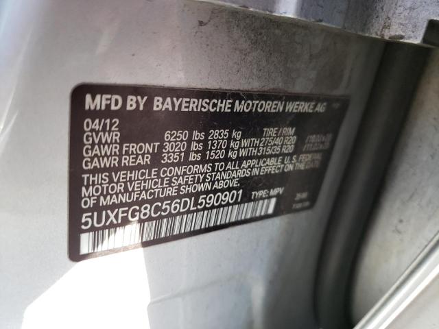 5UXFG8C56DL590901 - 2013 BMW X6 XDRIVE50I SILVER photo 12