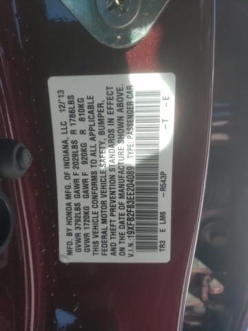 19XFB2F83EE204089 - 2014 HONDA CIVIC EX MAROON photo 12