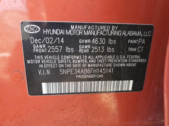 5NPE34AB6FH145141 - 2015 HYUNDAI SONATA SPORT ORANGE photo 12