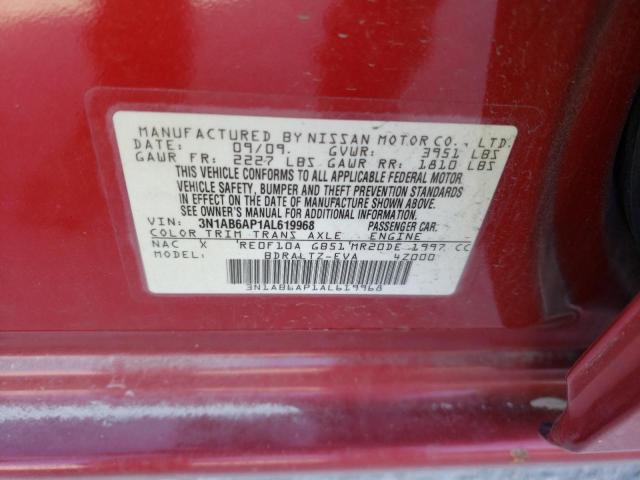 3N1AB6AP1AL619968 - 2010 NISSAN SENTRA 2.0 RED photo 12