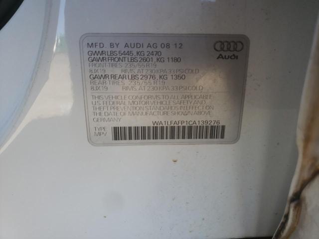 WA1LFAFP1CA139276 - 2012 AUDI Q5 PREMIUM PLUS WHITE photo 13