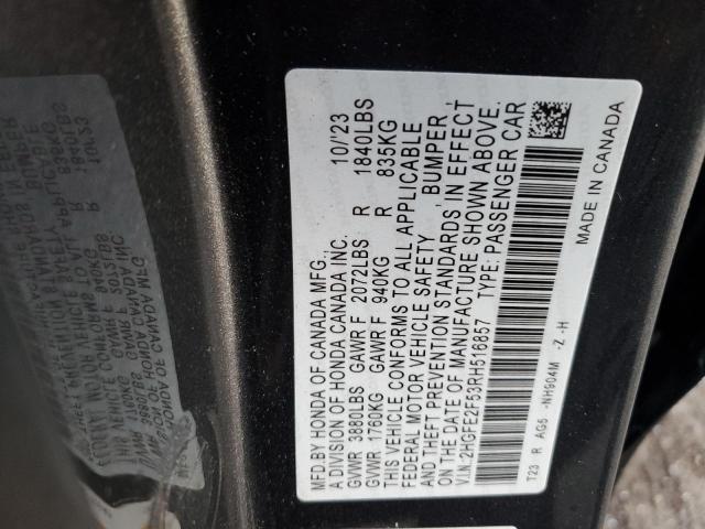 2HGFE2F53RH516857 - 2024 HONDA CIVIC SPORT 黑色 照片 12