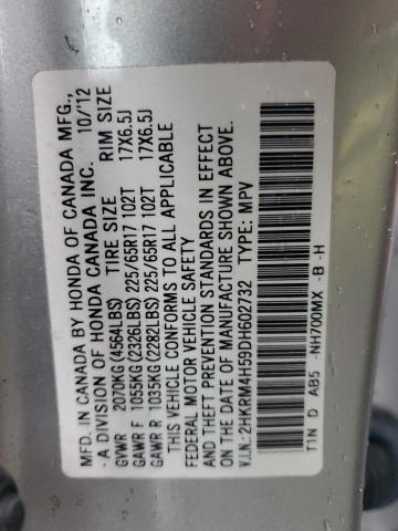 2HKRM4H59DH602732 - 2013 HONDA CR-V EX SILVER photo 12