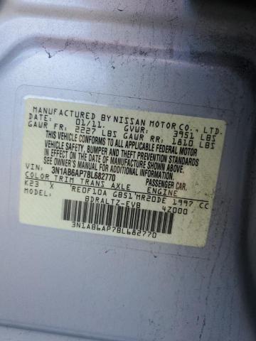 3N1AB6AP7BL682770 - 2011 NISSAN SENTRA 2.0 SILVER photo 12