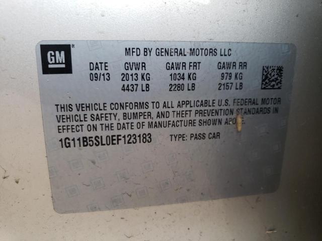 1G11B5SL0EF123183 - 2014 CHEVROLET MALIBU LS ოქროსფერი ფოტო 12