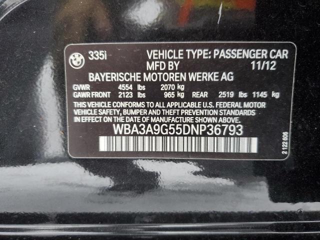 WBA3A9G55DNP36793 - 2013 BMW 335 I BLACK photo 12