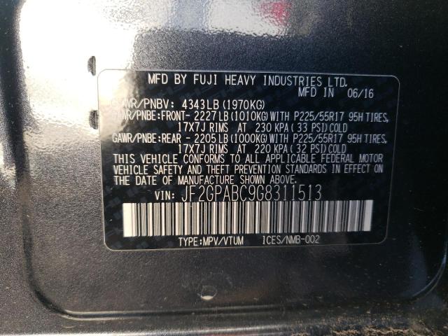 JF2GPABC9G8311513 - 2016 SUBARU CROSSTREK PREMIUM შავი ფოტო 13