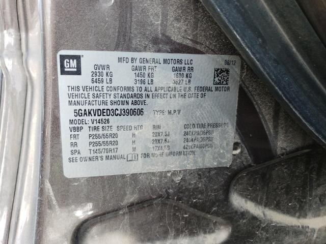 5GAKVDED3CJ390606 - 2012 BUICK ENCLAVE GRAY photo 13