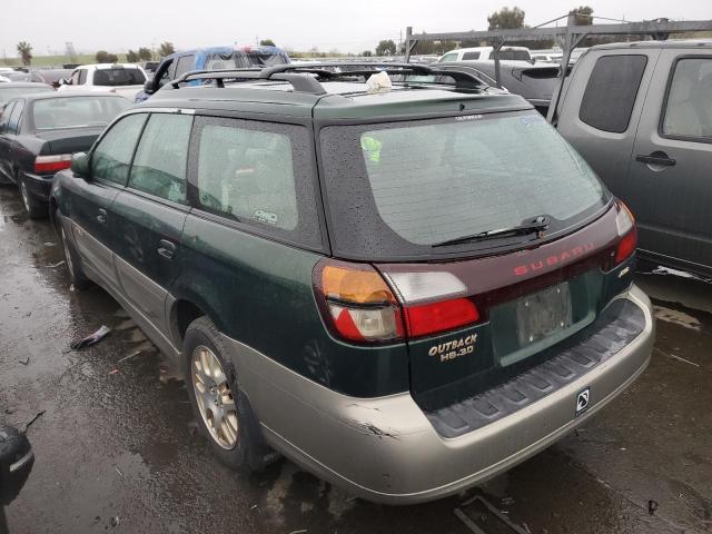 4S3BH806X17666232 - 2001 SUBARU LEGACY OUTBACK H6 3.0 LL BEAN GREEN photo 2