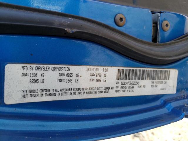 1B3ES47C8WD659549 - 1998 DODGE NEON HIGHLINE BLUE photo 12