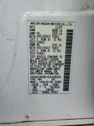 5N1AR18U68C644860 - 2008 NISSAN PATHFINDER S WHITE photo 13