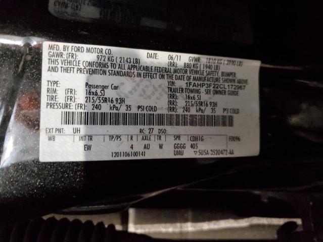 1FAHP3F22CL172967 - 2012 FORD FOCUS SE GRAY photo 12